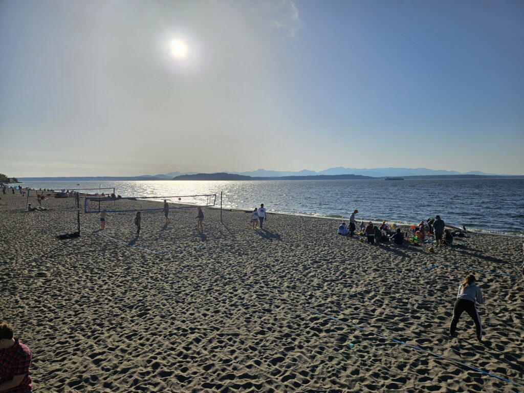 Sunset approaching at Alki Beach in Seattle