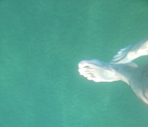 Sandy lakebed is visible along the fullerton open water swim route